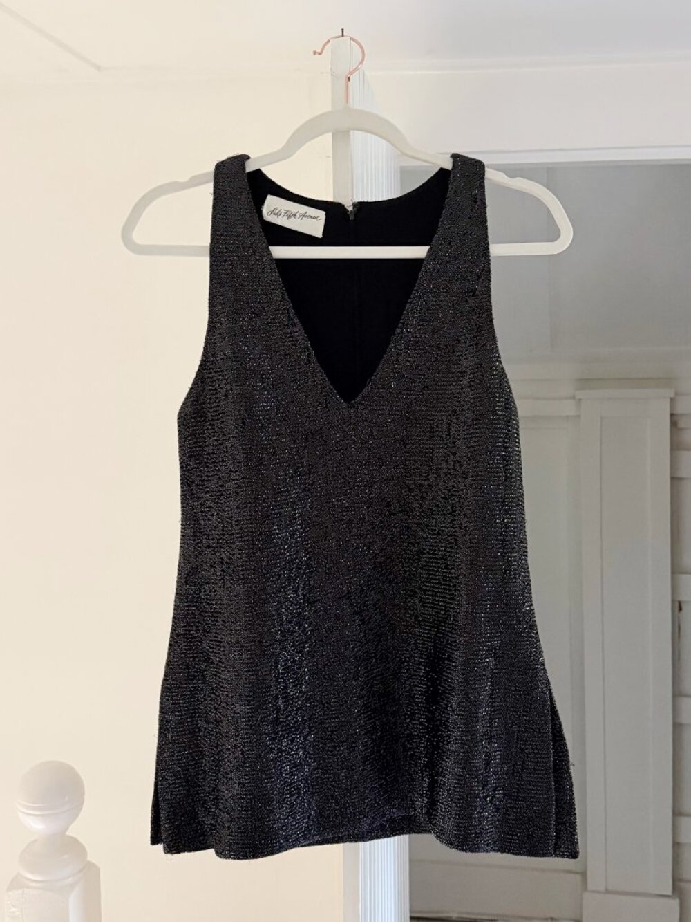 Saks Fifth Avenue Vintage 60s Metallic Tinsel Top Size 7 Black - Picture 5 of 9